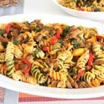 Rotini pasta with ground beef and vegetables