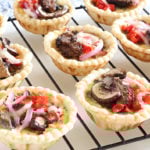 Mini Quiche with steak and vegetables in a rack